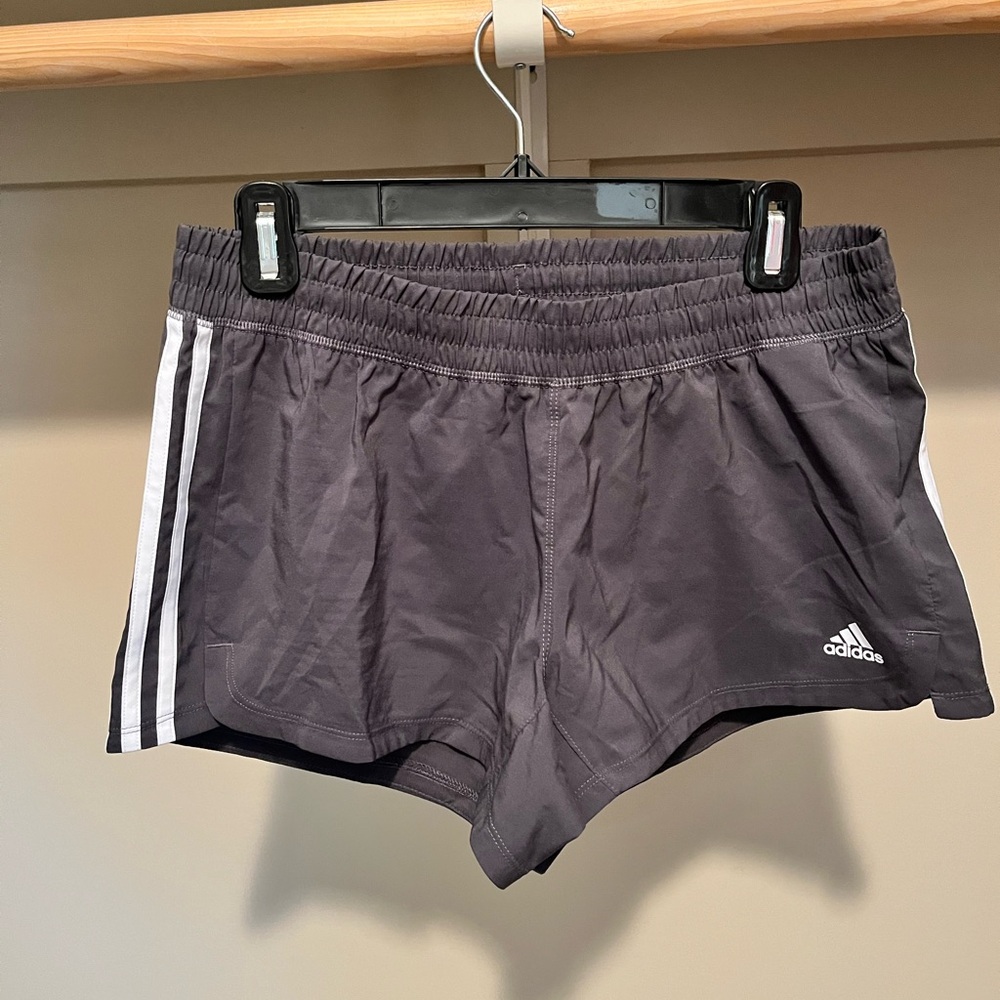 Adidas Charcoal Running Shorts with White Stripes